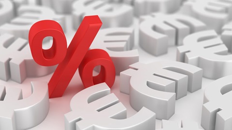 Símbolo de percentagem e símbolos de euros